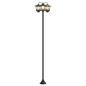 vidaXL 3-Head Lamp Post Black 16 x 16 x 187 cm Aluminum and ABS