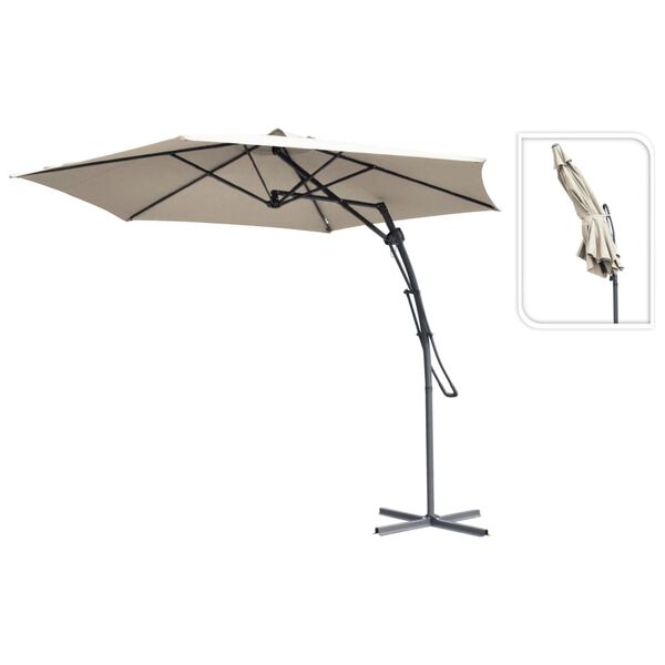 ProGarden Garden Parasol 250 cm Half Round Light Grey