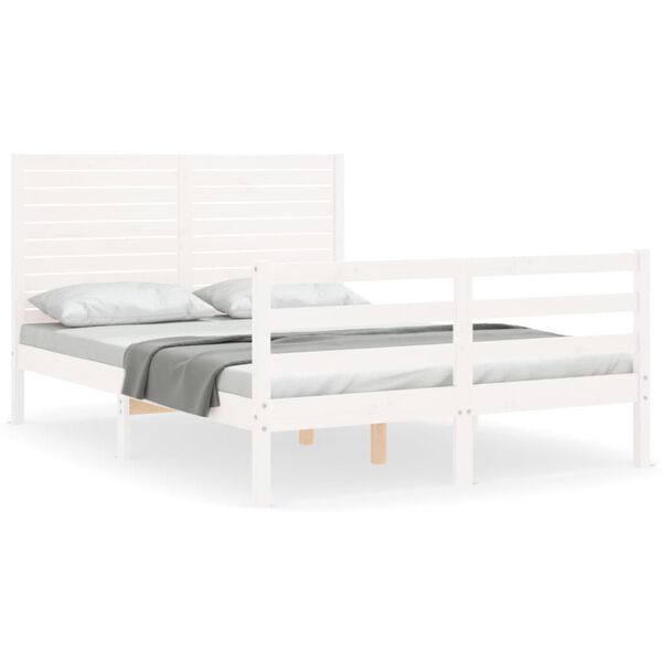 vidaXL Bed Frame without Mattress White Small Double Solid Wood