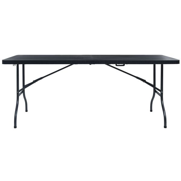 vidaXL Folding Garden Table Black 180x75x72 cm HDPE Imitation Rattan