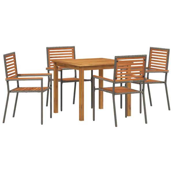 vidaXL Garden Dining Set 5 pcs Grey Poly rattan