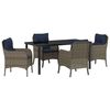 vidaXL Garden Dining Set 5 pcs Grey Poly Rattan