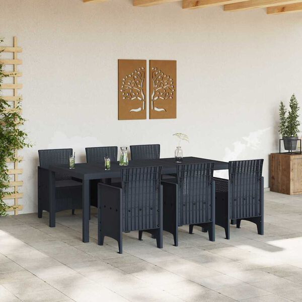 vidaXL Garden Dining Set 7 pcs Anthracite Polt rattan
