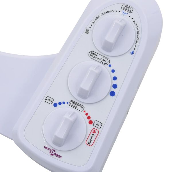 vidaXL Bidet Toilet Seat Attachment Hot Cold Water Dual Nozzles
