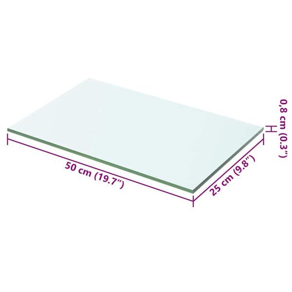 vidaXL Shelves 2 pcs Panel Glass Clear 50x25 cm