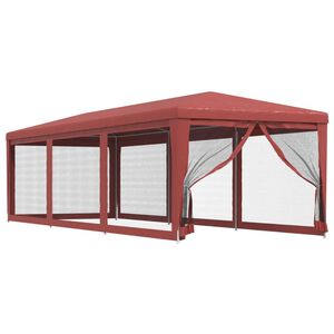 vidaXL Party Tent with 8 Mesh Sidewalls Red 3x9 m HDPE