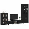 vidaXL TV Cabinet Set with Drawer FLORIN Black Engineered Wood