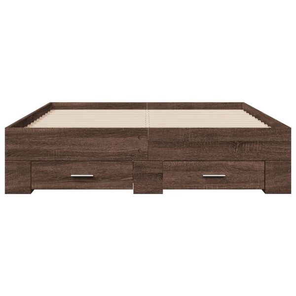 vidaXL Bed Frame with Drawers without Mattress Brown Oak 135x190 cm Double