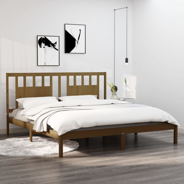 vidaXL Bed Frame without Mattress Honey Brown Solid Wood 200x200 cm (810040+818693)