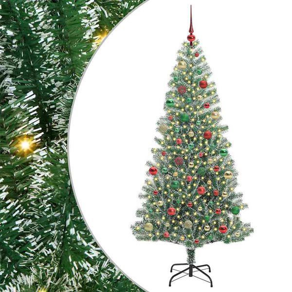 vidaXL Artificial Christmas Tree Snow Flocked with LED Light 180 cm