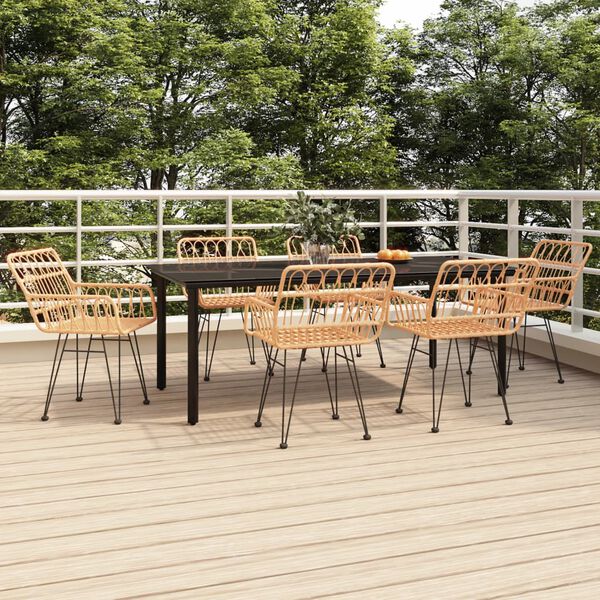 vidaXL 7 Piece Garden Dining Set Poly Rattan