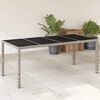 vidaXL Garden Table with Glass Top Light Grey 190x90x75 cm Poly Rattan