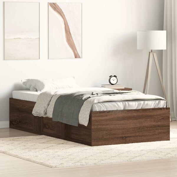 vidaXL Bed Frame without Mattress Brown Oak 90x200 cm