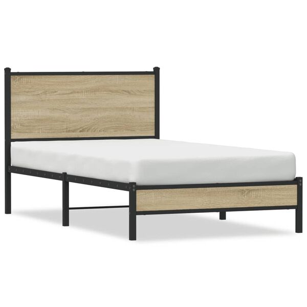 vidaXL Metal Bed Frame without Mattress Sonoma Oak 100x190 cm