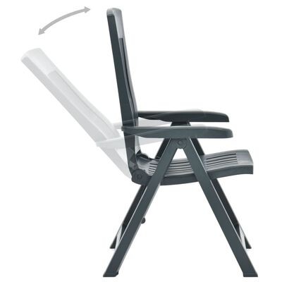 vidaXL Garden Reclining Chairs 2 pcs Plastic Green