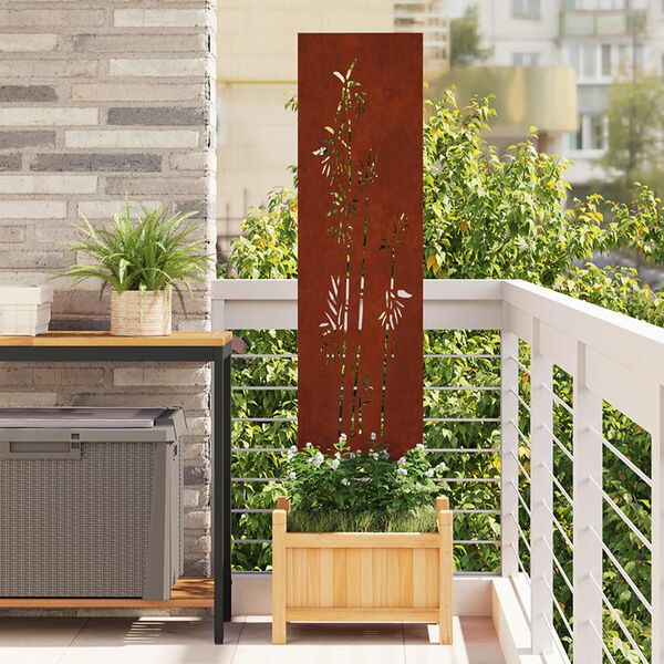 vidaXL Garden Privacy Screen Floral Rusty 32 x 140 cm Weathering steel