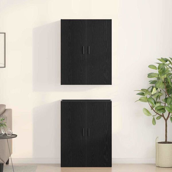vidaXL Wall-Mounted Cabinet 2 pcs Black Oak 69.5 x 34 x 90 cm