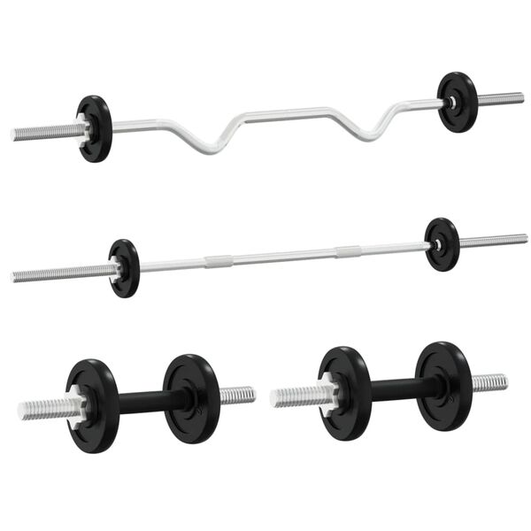 vidaXL Barbell and Dumbbell with Plates 60 kg Cast Iron