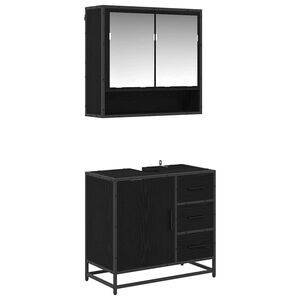 vidaXL Bathroom Furniture Set 2 pcs Black Oak Engineered Wood