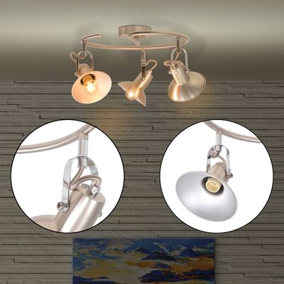 vidaXL Ceiling Lamp for 3 Bulbs E14 Silver