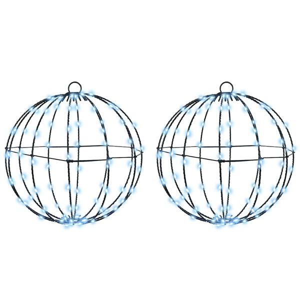 vidaXL Ball with 192 LEDs 2 pcs Cold white 30 cm Metal