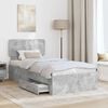 vidaXL Bed Frame with Drawer Concrete Grey 70 x 190 cm Engineered Wood