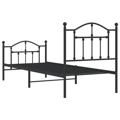 vidaXL Metal Bed Frame with Headboard and Footboard Black 90x200 cm