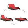vidaXL Sun Lounger with Cushions Brown 114x205x73 cm Poly Rattan
