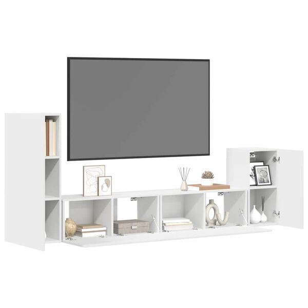 vidaXL 4 Piece TV Cabinet Set White Engineered Wood