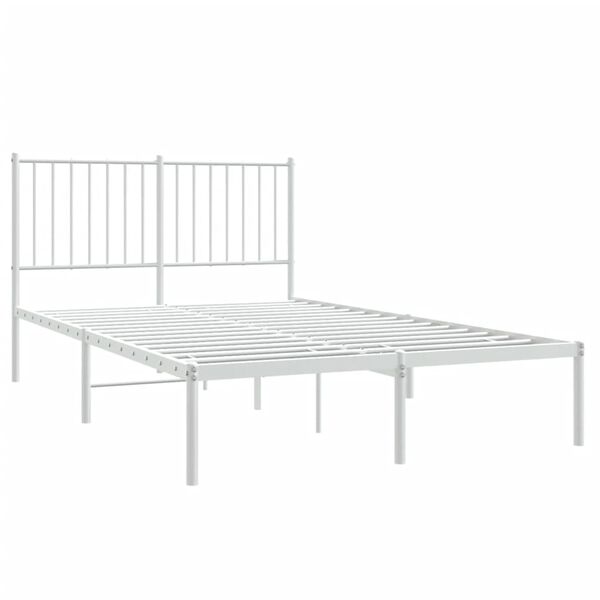 vidaXL Metal Bed Frame without Mattress with Headboard White 120x190cm