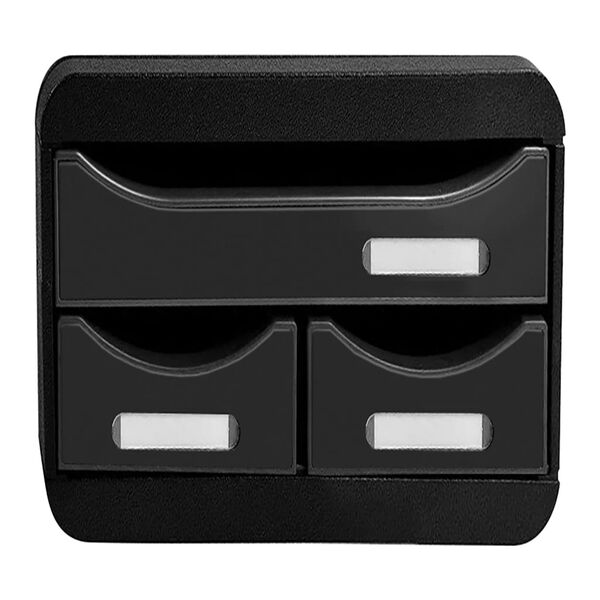 Exacompta Small-Box Desktop Drawer Set Black with 3 Drawers Glossy