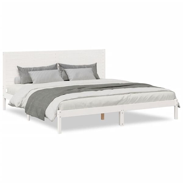 vidaXL Extra Long Bed Frame without Mattress White 200x220 cm Solid Wood
