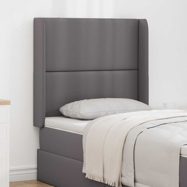 vidaXL Headboard Ear Grey 80 x 16 x 4 cm PVC