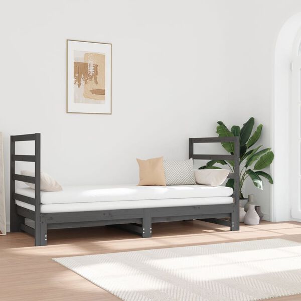 vidaXL Pull-out Day Bed without Mattress Grey 2x(90x190) cm
