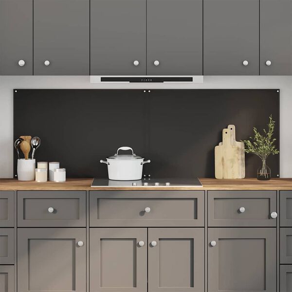 vidaXL Kitchen Backsplash 2 pcs Black 90 x 60 cm Tempered Glass