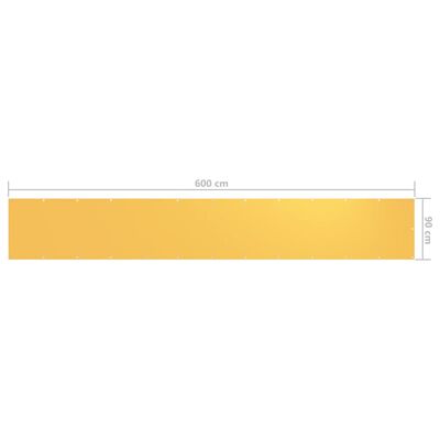 vidaXL Balcony Screen Yellow 90x600 cm Oxford Fabric