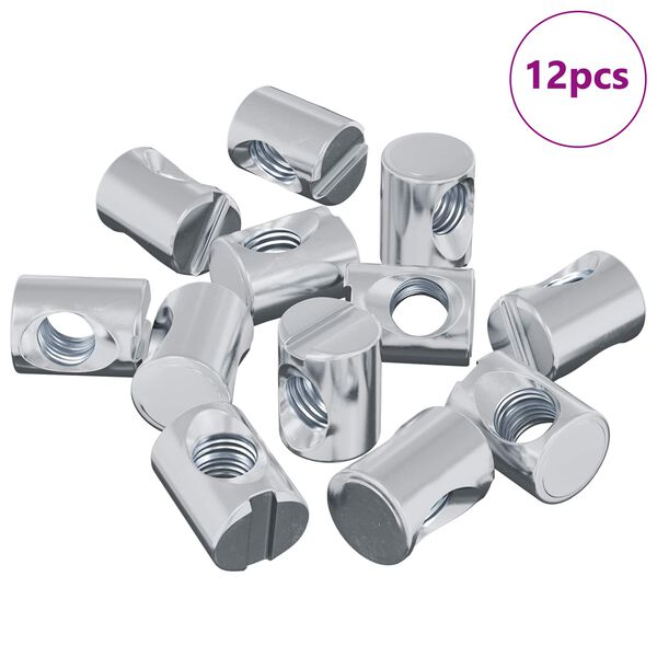 vidaXL Furniture Barrel Nut 12 pcs Zinc-coated M6 x 13 mm Iron