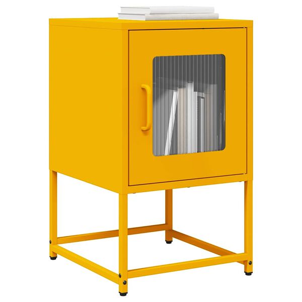 vidaXL Bedside Cabinet Mustard Yellow 36x39x60.5 cm Cold-rolled Steel