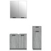 vidaXL 3 Piece Bathroom Cabinet Set Grey Sonoma Engineered Wood