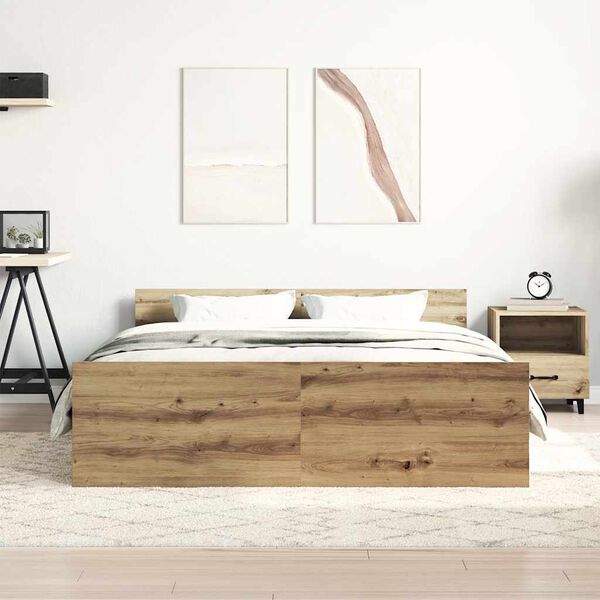 vidaXL Bed Frame without Mattress Artisan Oak 140x190cm Engineered Wood