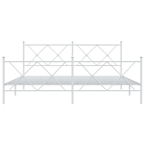 vidaXL Metal Bed Frame without Mattress with Footboard White 183x213cm