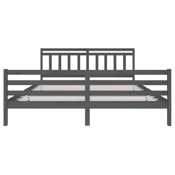 vidaXL Bed Frame without Mattress Grey Solid Wood 200x200 cm (810452+814116)