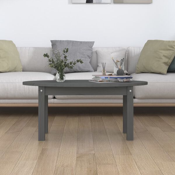 vidaXL Coffee Table Grey 80x40x35 cm Solid Wood Pine