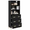 vidaXL Highboard Black Oak 69.5 x 32.5 x 180 cm Engineered Wood