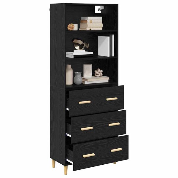 vidaXL Highboard Black Oak 69.5 x 32.5 x 180 cm Engineered Wood