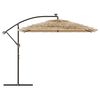 vidaXL Garden Parasol with with LEDs and Steel Pole Brown 269x269x235 cm
