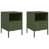 vidaXL Bedside Cabinets 2 pcs Olive Green 36x39x50.5 cm Steel