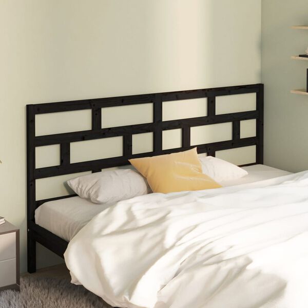 vidaXL Bed Headboard Black 206x4x100 cm Solid Wood Pine