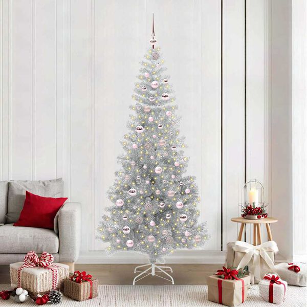 vidaXL Christmas Tree with 300 LEDs with Stand Silver 210 cm PET