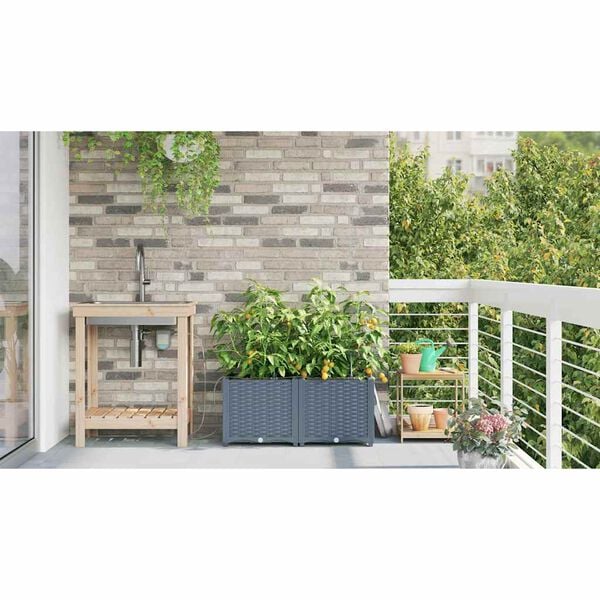 vidaXL Garden Planter 2 pcs LiGht Grey Steel